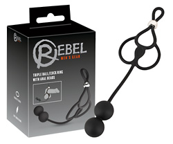 Triple Ball/Cock Ring with Anal Beads