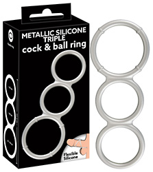 Metallic Silicone Triple cock/ball ring